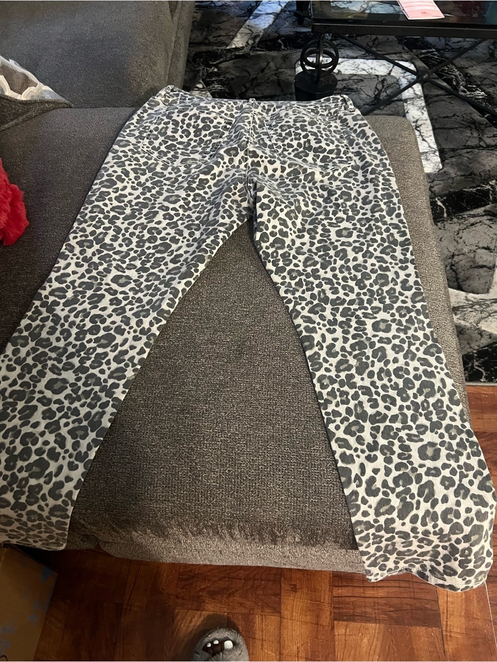 LOFT Gray and White Leopard Skinny Pants